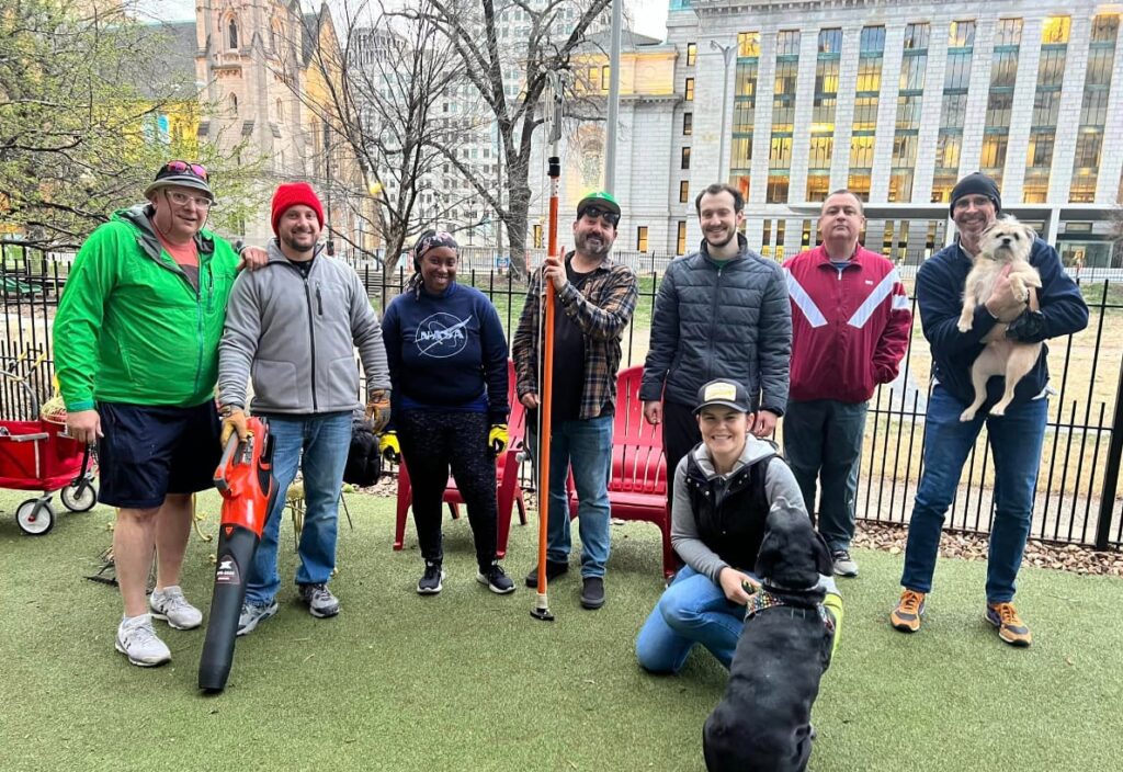 Lucas Dog Park members during 2024 park cleanup